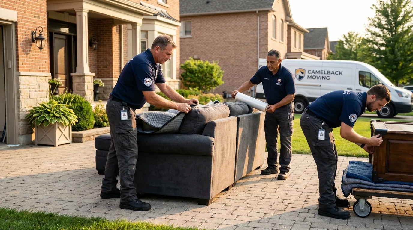 Large estate moving crew wrapping furniture in Clearlake, CA